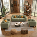 Antique Wood Hub Olive Green Boucle 3+2+1 = 6 Seater Sofa