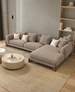 Antique Wood Hub Taupe Boucle 4 Seater Sectional Sofa (LHS)