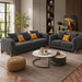 Antique Wood Hub Dark Grey Boucle 3+2 = 5 Seater Sofa