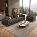 Antique Wood Hub Charcoal Grey Boucle 3+1 = 4 Seater Sofa