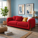 Antique Wood Hub Maroon Boucle 2 Seater Sofa